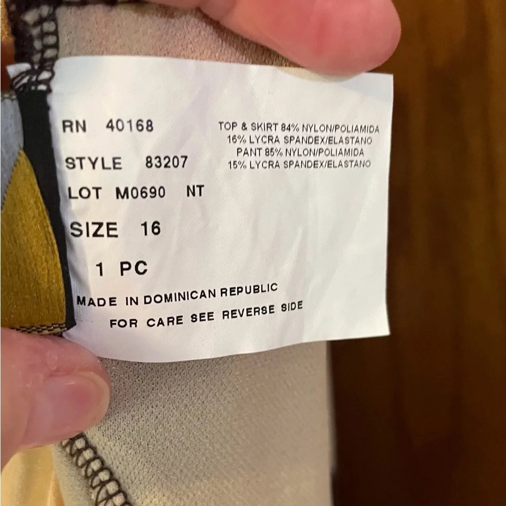 Floral Brown Swim Dress with Pink and Blue Accents Size 16 - Picture 6 of 8